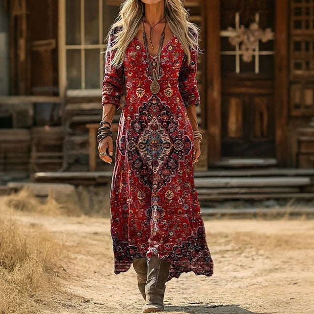 Lyla | Sukienka casualowa z długim rękawem w stylu vintage