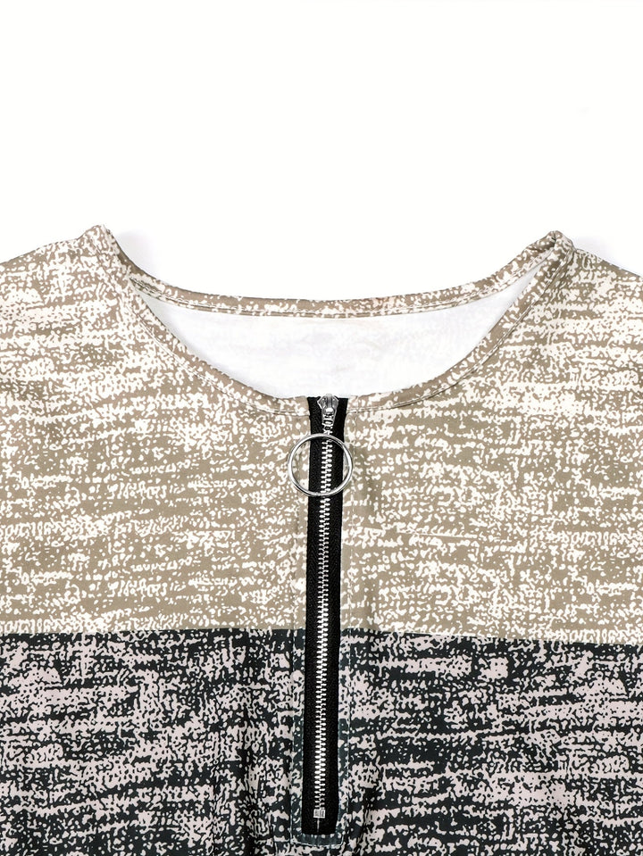 Ophelia | Kolorowy Top z Kwartowym Zipperem