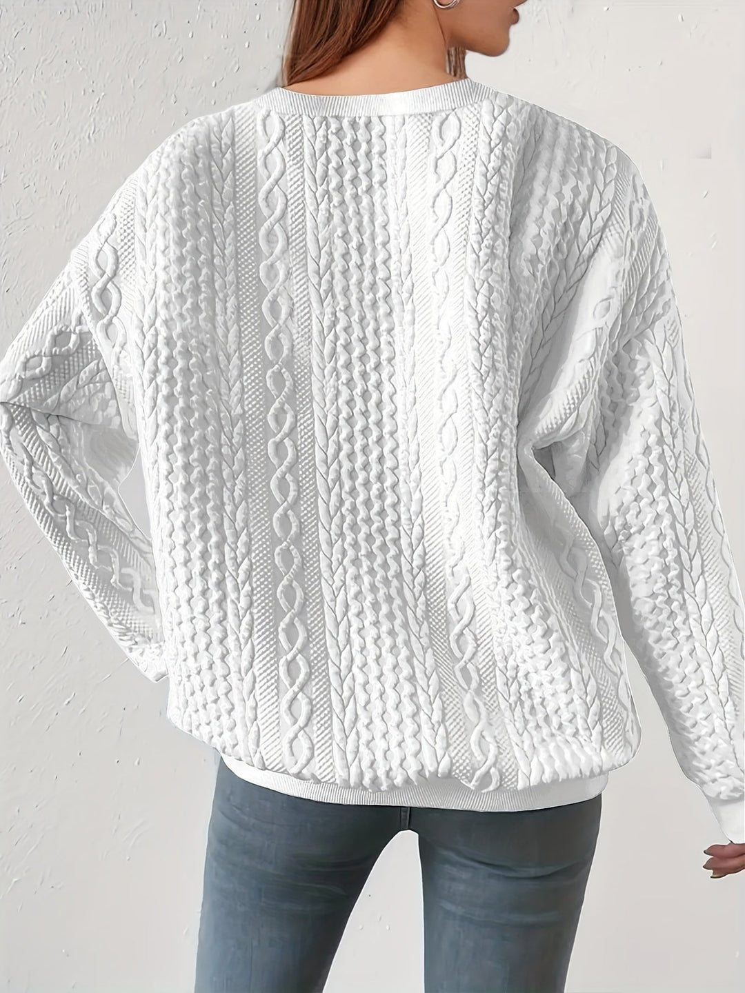 Joyce | Sweter z teksturowanym splotem w warkocze
