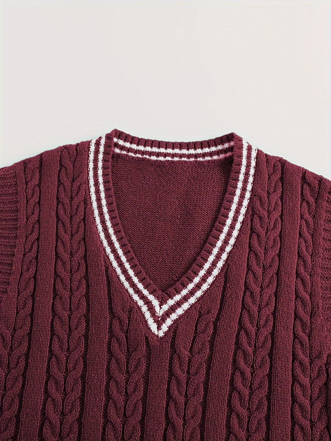 Gideon | Kamizelka Sweter V-Neck z Warkoczem