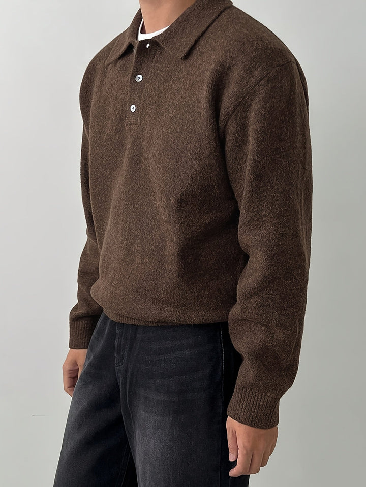 Landon | Elegancki Sweter z Kołnierzykiem Polo