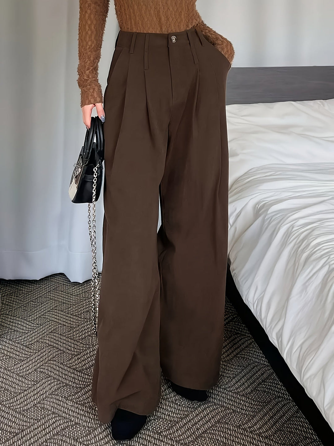 Celine | Spodnie z szerokimi nogawkami z plisami