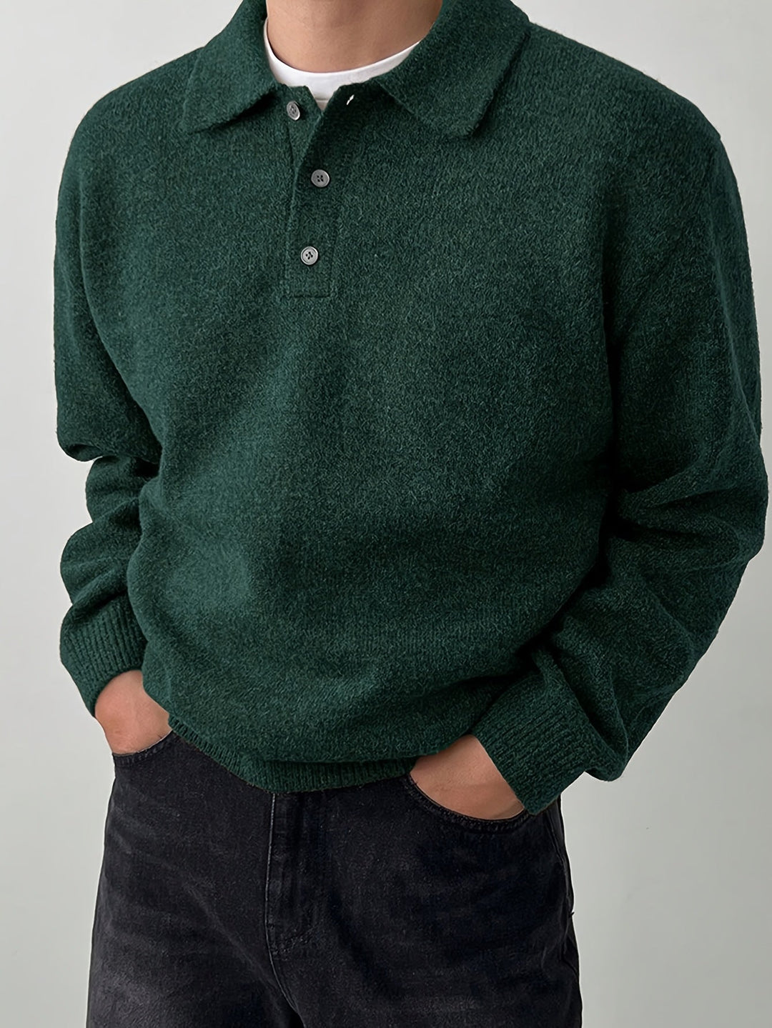 Landon | Elegancki Sweter z Kołnierzykiem Polo