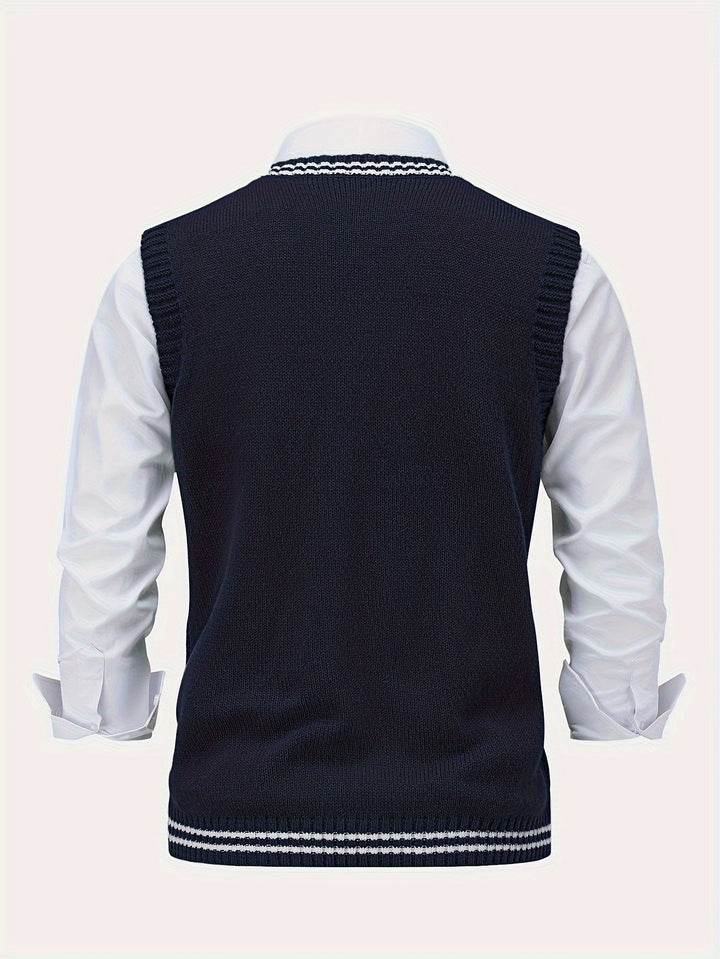 Gideon | Kamizelka Sweter V-Neck z Warkoczem