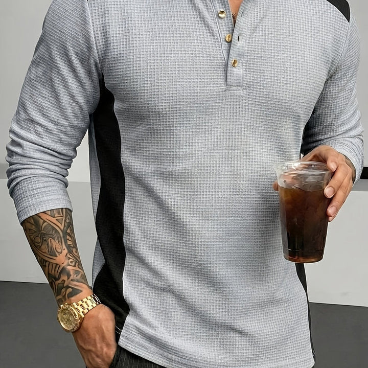 Curtis | Teksturowany Henley z Długim Rękawem