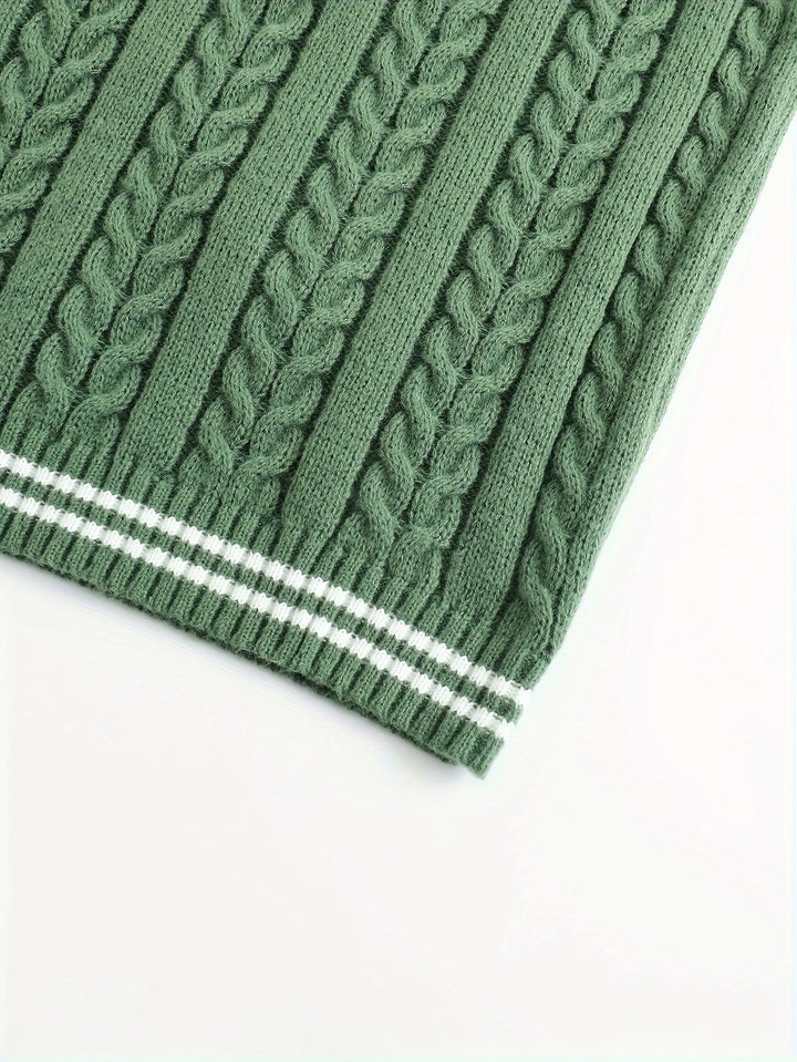 Gideon | Kamizelka Sweter V-Neck z Warkoczem