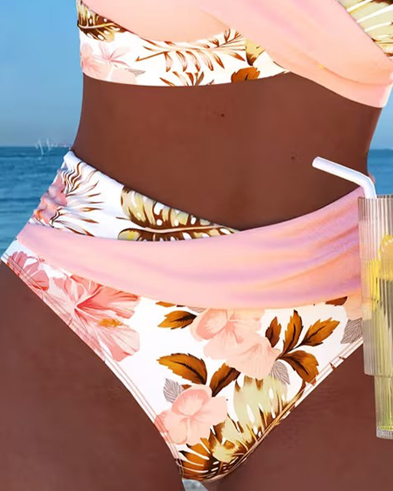 Vivienne | Kwiatowy Kontrastowy Bikini z Wycięciami