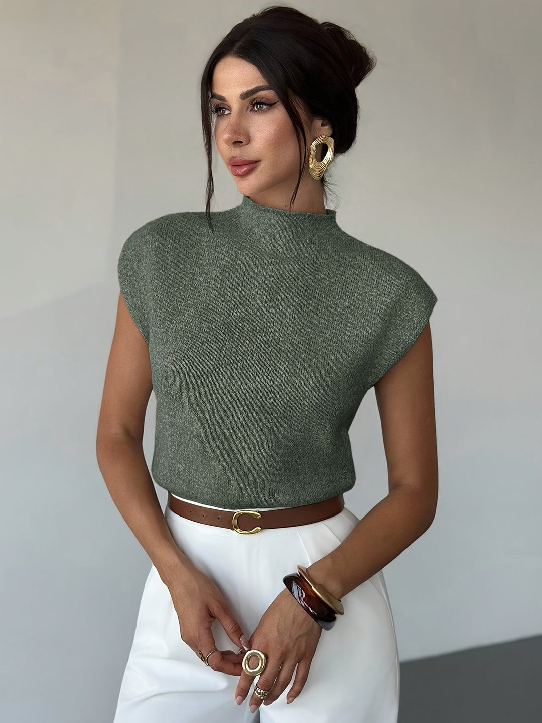 Claudia | Kamizelka z Mock Neck bez rękawów