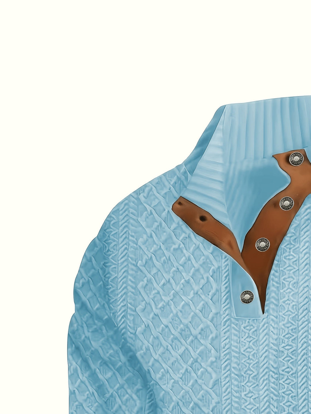 Ronan | Sweter Henley z Stojącym Kołnierzem i Guzikami