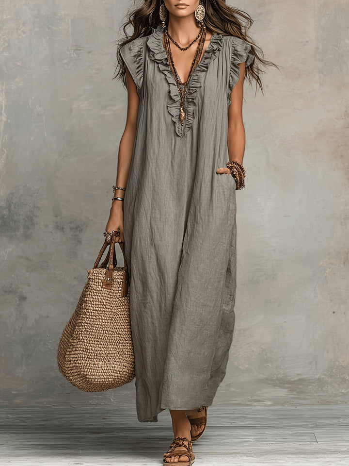 Marisol | Sukienka Maxi w Stylu Boho z Falbankami