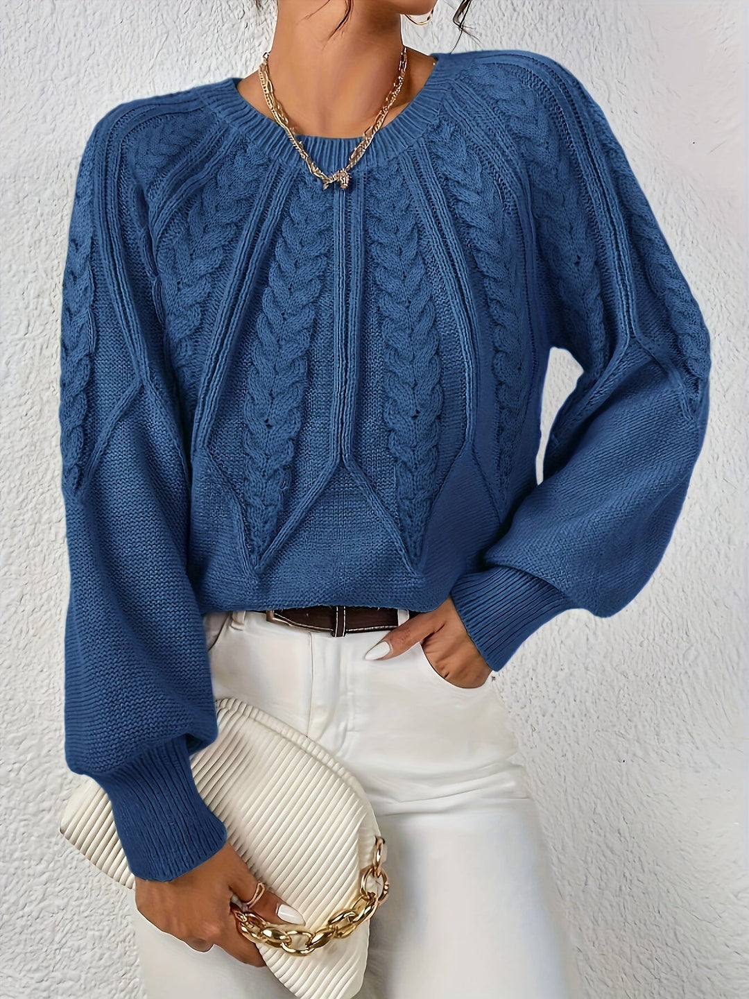 Cassidy | Sweter z okrągłym dekoltem w splot kablowy
