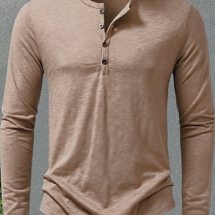 Dalton | Klasyczny Henley z Guzikowym Zapięciem