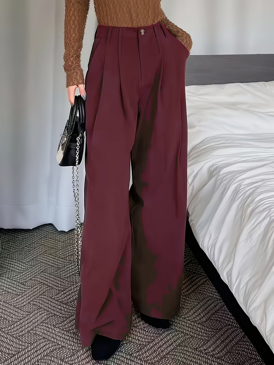 Celine | Spodnie z szerokimi nogawkami z plisami