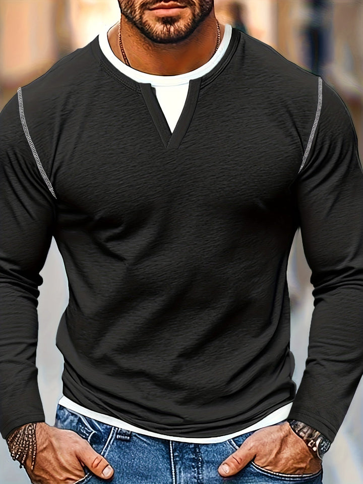 Nathan | Elegancka koszula Henley z dekoltem w serek