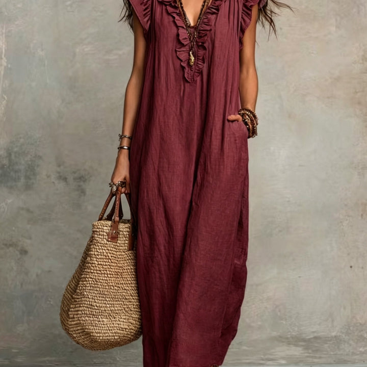 Marisol | Sukienka Maxi w Stylu Boho z Falbankami