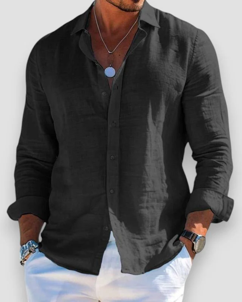 Connor | Casual Letnia Koszula z Długim Rękawem