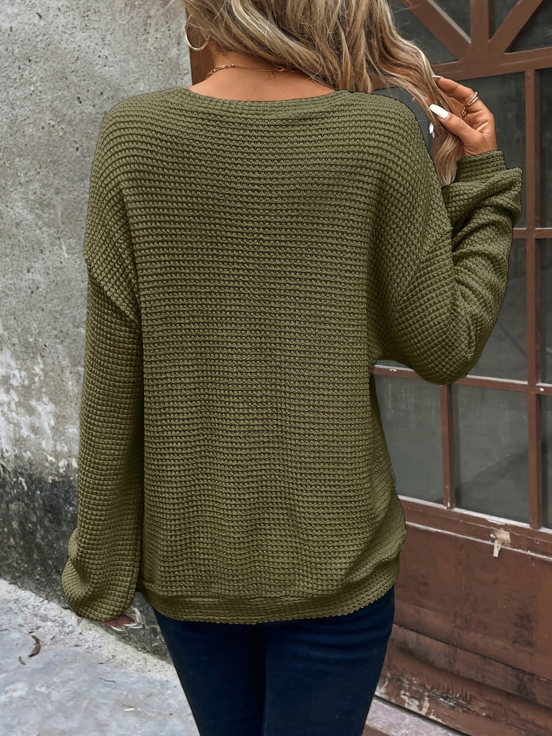 Carly | Luźny sweter z dzianiny w wafle