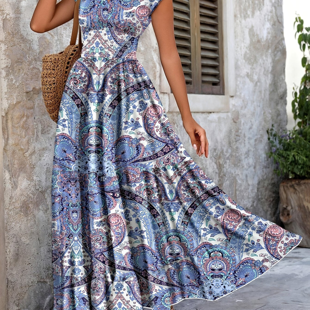 Roberta | Boho Maxi Sukienka w Wzór Paisley