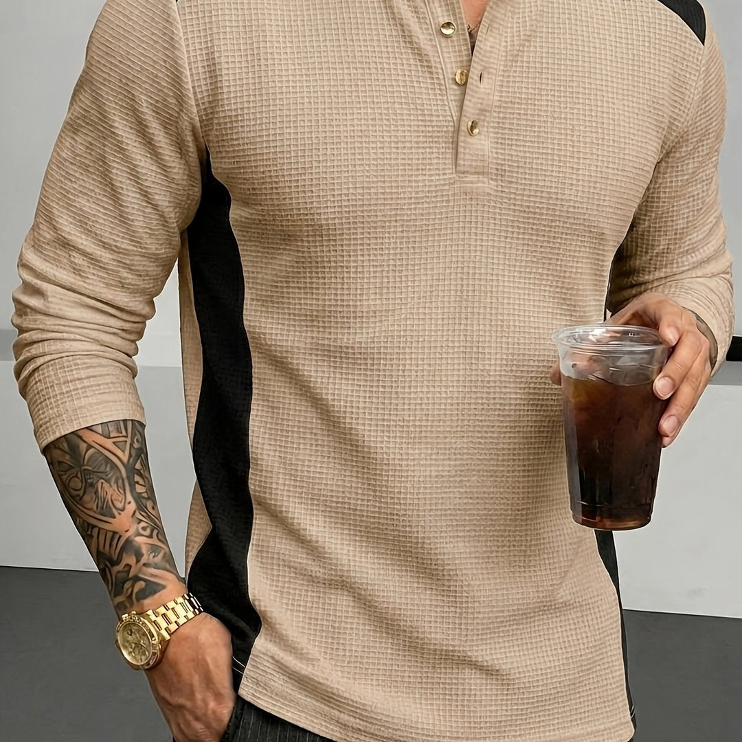 Curtis | Teksturowany Henley z Długim Rękawem