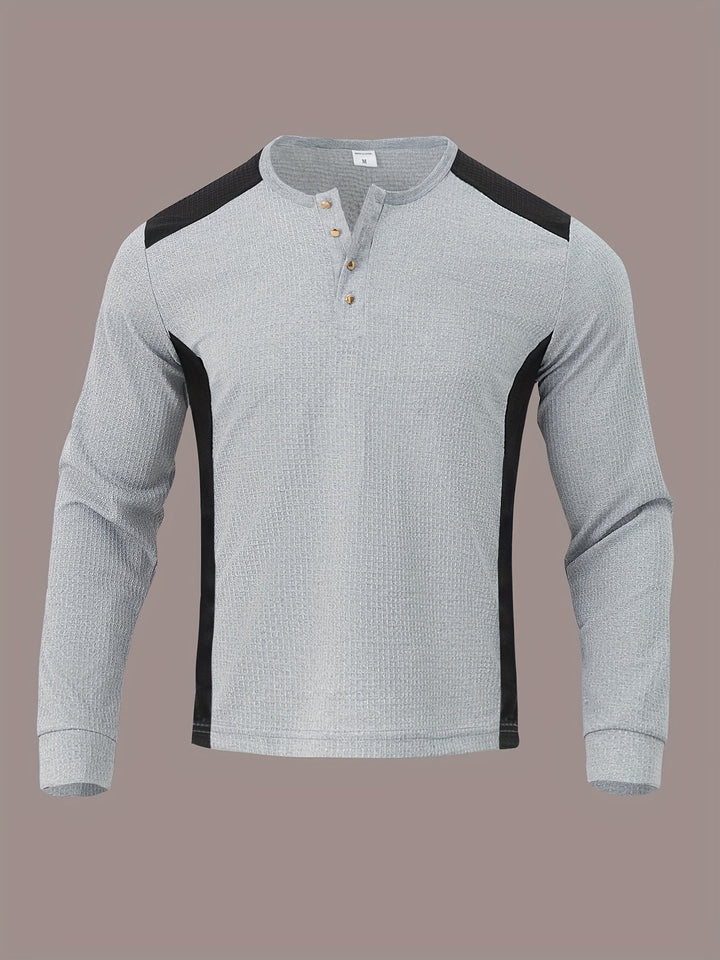 Curtis | Teksturowany Henley z Długim Rękawem