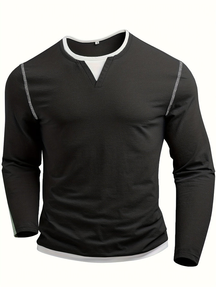 Nathan | Elegancka koszula Henley z dekoltem w serek