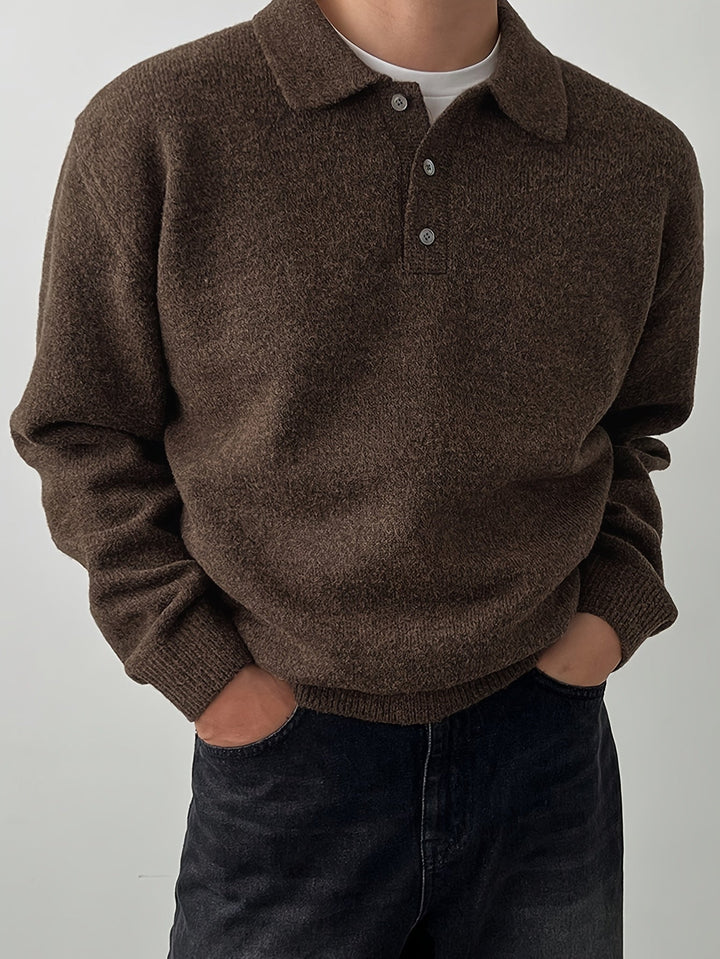 Landon | Elegancki Sweter z Kołnierzykiem Polo