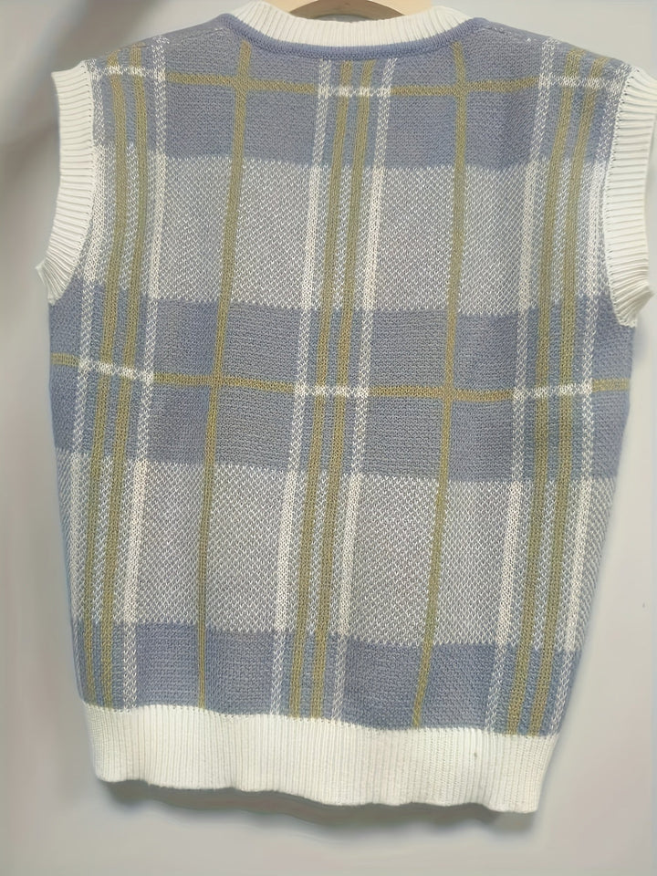 Marnie | Vintage Kraciasty Kamizelka Sweter