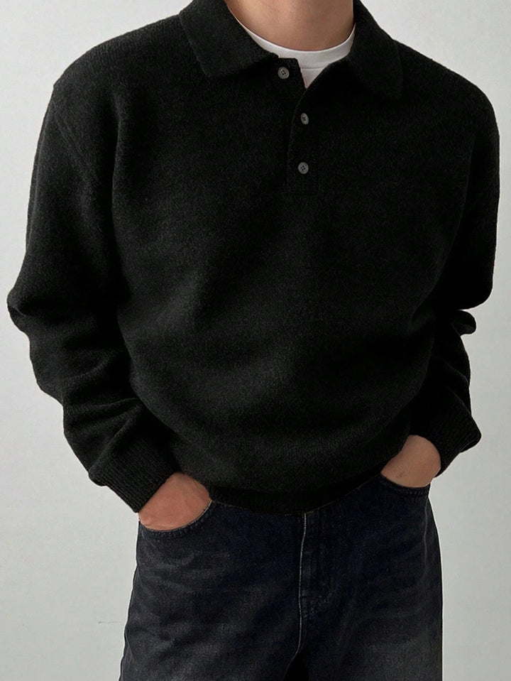 Landon | Elegancki Sweter z Kołnierzykiem Polo