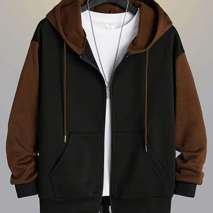 Cedric | Kolorowy Blok Zip-Up Hoodie