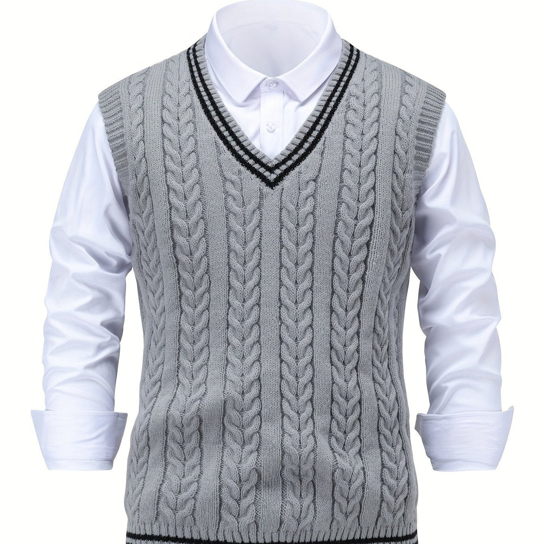 Gideon | Kamizelka Sweter V-Neck z Warkoczem