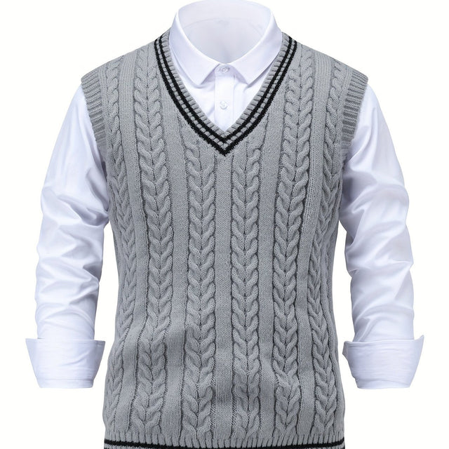 Gideon | Kamizelka Sweter V-Neck z Warkoczem