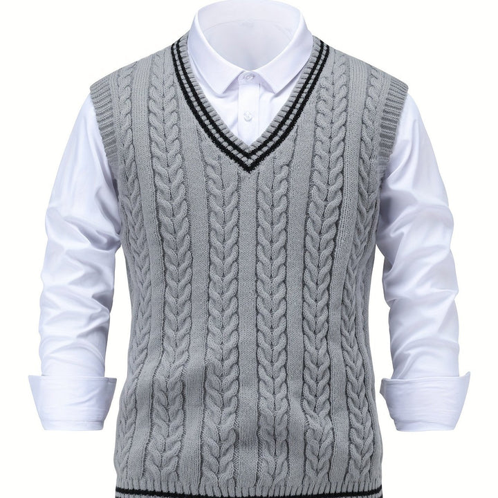 Gideon | Kamizelka Sweter V-Neck z Warkoczem