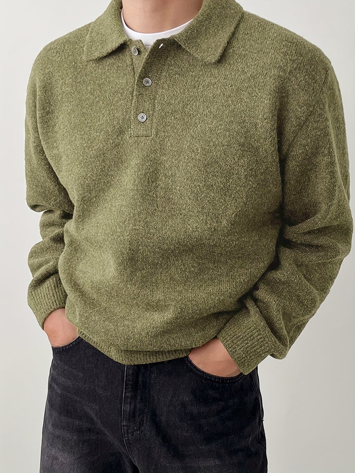 Landon | Elegancki Sweter z Kołnierzykiem Polo