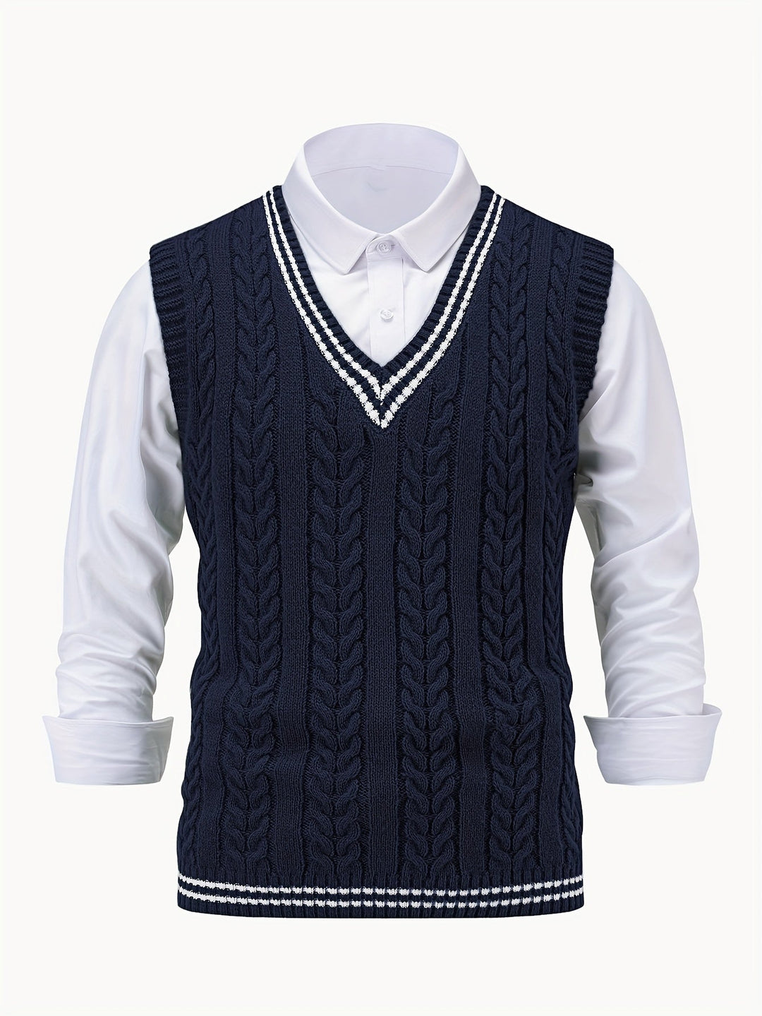 Gideon | Kamizelka Sweter V-Neck z Warkoczem