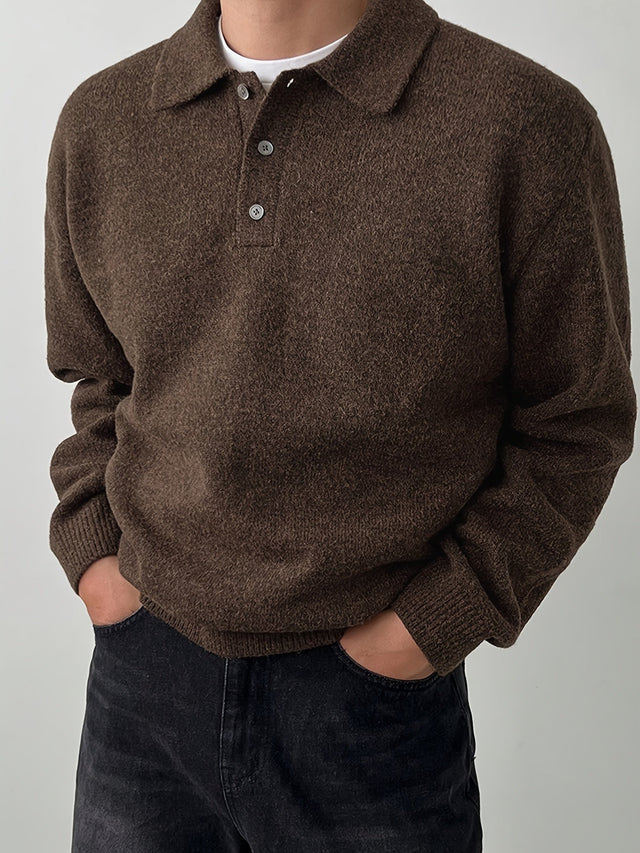 Landon | Elegancki Sweter z Kołnierzykiem Polo