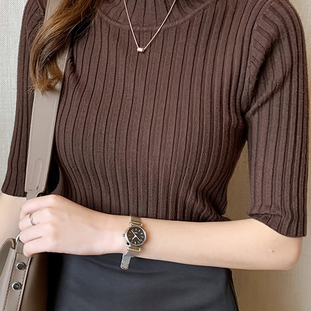 Verity | Żebrowany Top z Mock-Neck