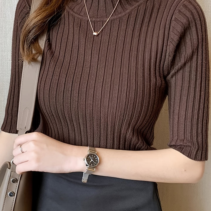 Verity | Żebrowany Top z Mock-Neck
