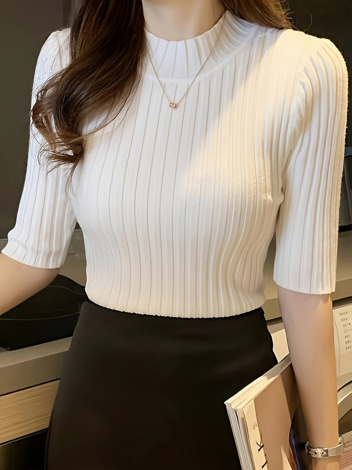Verity | Żebrowany Top z Mock-Neck