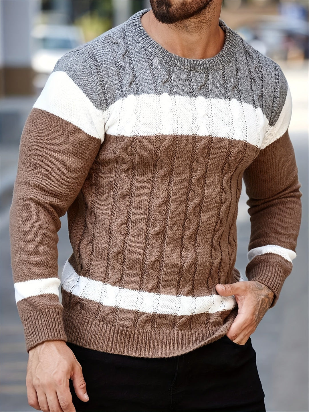 Ethan | Sweter z kolorowym blokiem