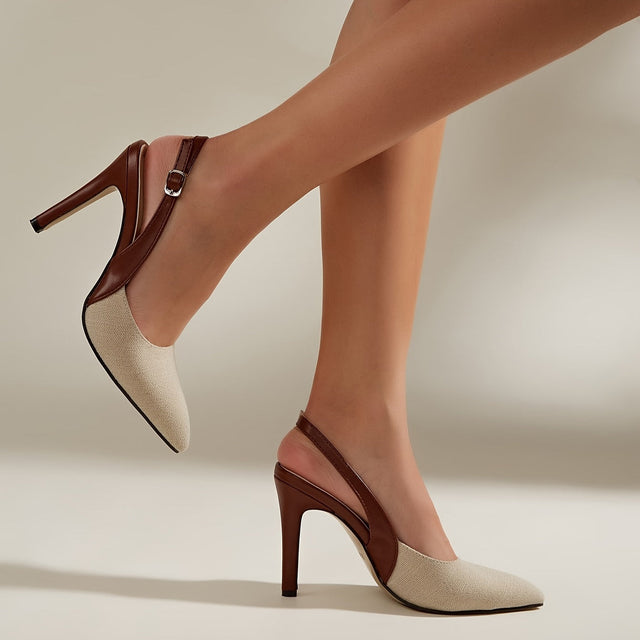 Amelie | Eleganckie Szpilki Slingback w Kontrastowym Stylu