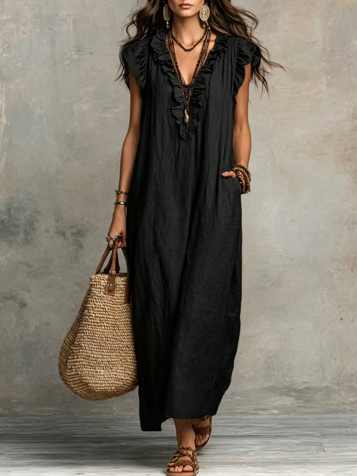Marisol | Sukienka Maxi w Stylu Boho z Falbankami