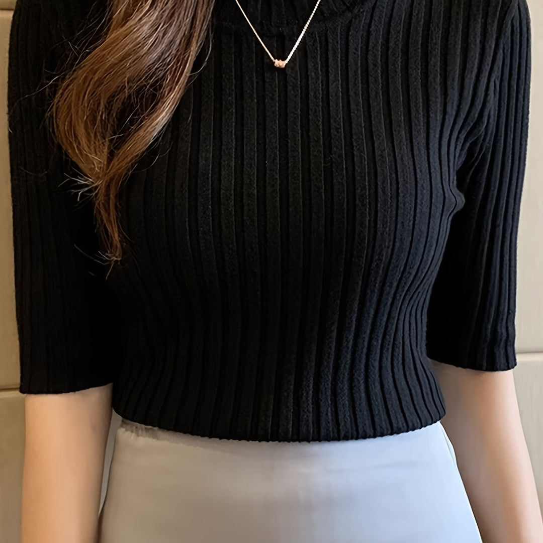 Verity | Żebrowany Top z Mock-Neck
