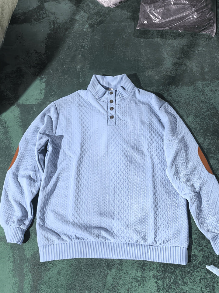 Ronan | Sweter Henley z Stojącym Kołnierzem i Guzikami