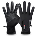 Czarne rękawiczki zimowe z kieszonką na zamek