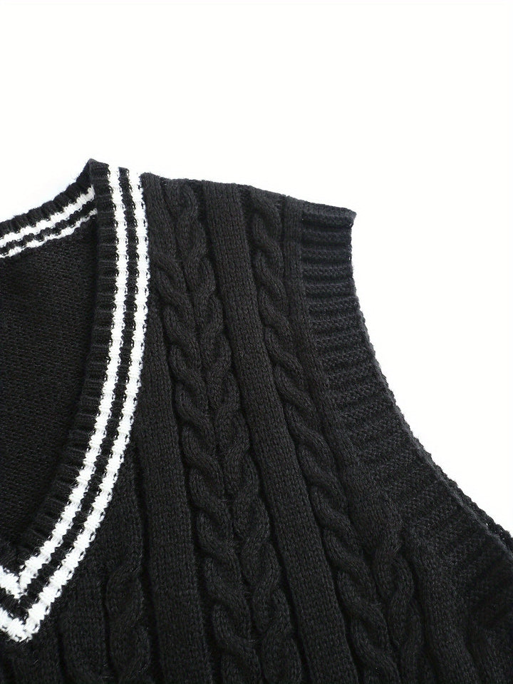 Gideon | Kamizelka Sweter V-Neck z Warkoczem