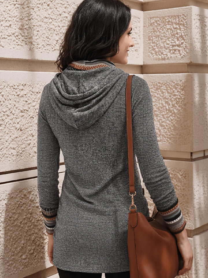 Isabel | Bluzka z Dekoltem Cowl i Wzorem