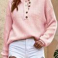 Cecilia | Sweter Henley z Żebrowanym Wzorem