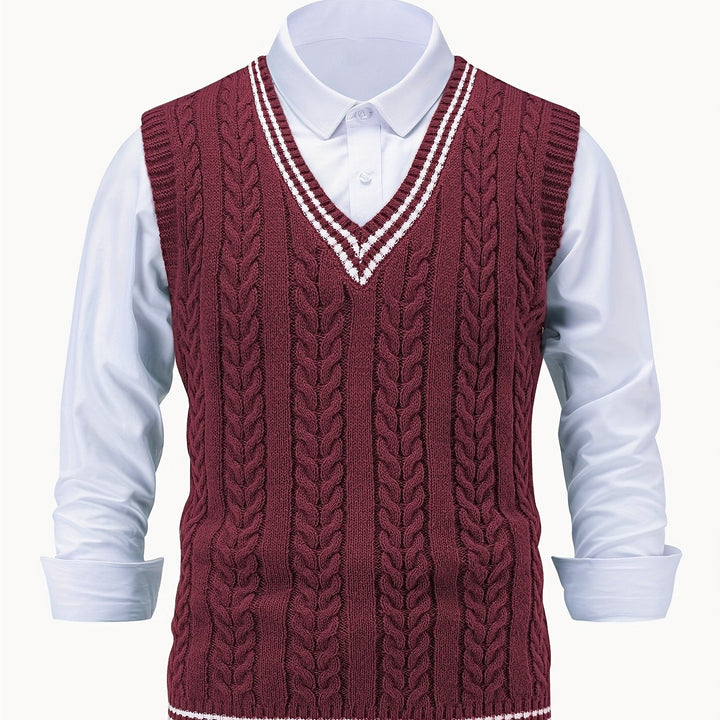 Gideon | Kamizelka Sweter V-Neck z Warkoczem