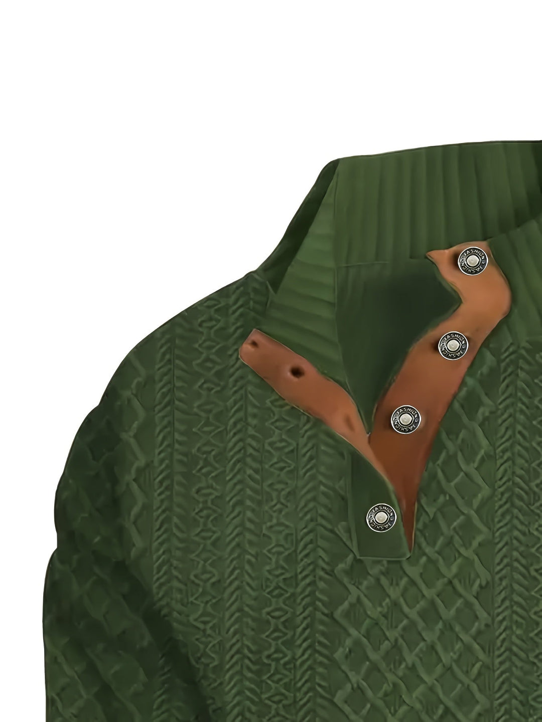 Ronan | Sweter Henley z Stojącym Kołnierzem i Guzikami
