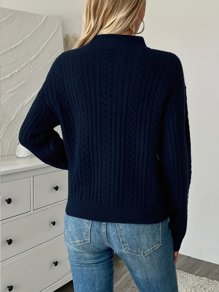 Klementynka | Teksturowany Sweter z Połową Zamka
